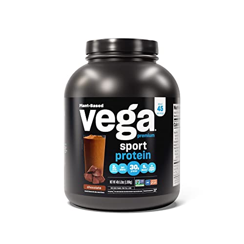 Vega Sport Premium Vegan Protein Powder, Vanilla - 30g Plant Based Protein, 5g BCAAs, Low Carb, Keto, Dairy Free, Gluten Free, Non GMO, Pea Protein for Women & Men, 4.1 lbs (Packaging May Vary)