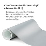 Cricut Smart Removable Vinyl (13 in x 12 ft, Matte Metallic Silver) for Explore and Maker 3 - Matless cutting for long cuts up to 12ft