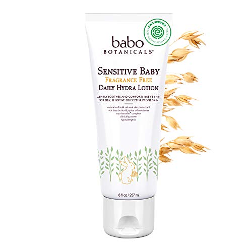 Babo Botanicals Sensitive Baby Fragrance-Free Daily Hydrating Baby Lotion - Shea Butter & Jojoba Oil - For body & face - For Babies, Kids & Adults with Sensitive Skin - EWG Verified - Vegan