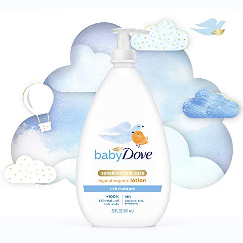 Baby Dove Sensitive Skin Care Body Lotion For Delicate Baby Skin Rich Moisture With 24-Hour Moisturizer, 20 fl oz (Package May Vary)