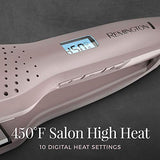 Remington Wet2Straight Hair Straightener / Flat Iron, 450°F Salon High Heat, 1 3/4 Inch plates, Mauve