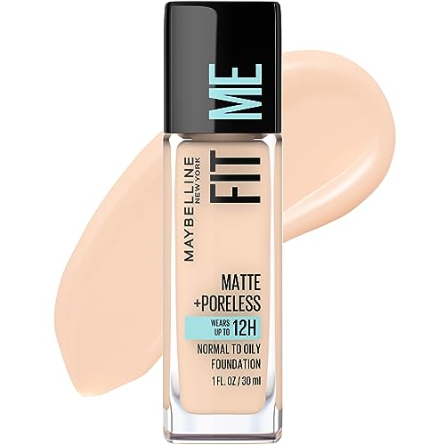 Maybelline Fit Me Matte + Poreless Liquid Foundation Makeup, Creamy Beige, 1 fl. oz.