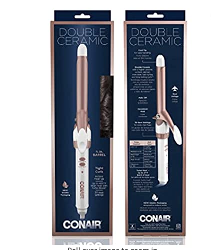 Conair Double Ceramic 1 1/4-Inch Curling Iron, 1 ¼ inch barrel produces loose curls – for use on medium and long hair