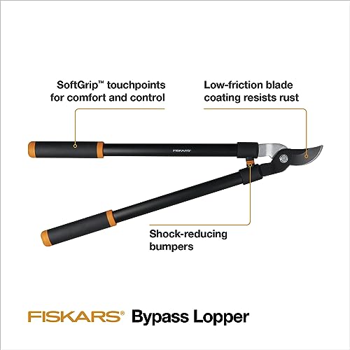 Fiskars 28" Steel Blade Garden Bypass Lopper and Tree Trimmer - Sharp Precision-Ground Steel Blade for Cutting up to 1.5" Diameter