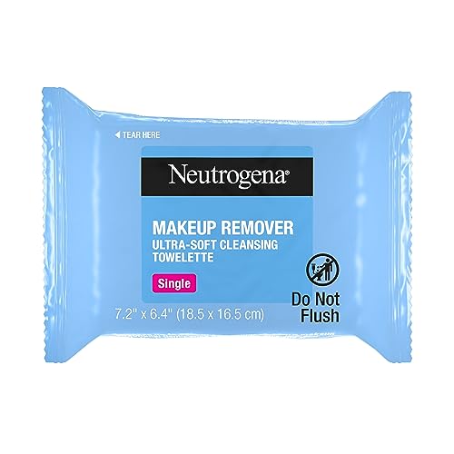 Neutrogena Fragrance-Free Makeup Remover Cleansing Towelette Singles, Individually-Wrapped Daily Face Wipes to Remove Dirt, Oil, Makeup & Waterproof Mascara for Travel & On-the-Go, 20 ct (Pack of 6)