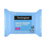 Neutrogena Fragrance-Free Makeup Remover Cleansing Towelette Singles, Individually-Wrapped Daily Face Wipes to Remove Dirt, Oil, Makeup & Waterproof Mascara for Travel & On-the-Go, 20 ct (Pack of 6)