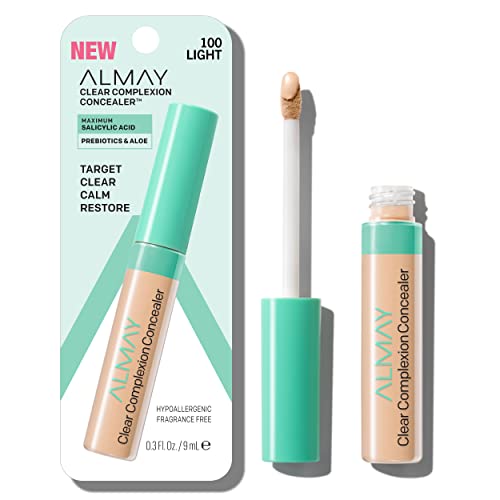 Almay Clear Complexion Acne & Blemish Spot Treatment Concealer Makeup with Salicylic Acid- Lightweight, Full Coverage, Hypoallergenic, Fragrance-Free, for Sensitive Skin, 200 Light/Medium, 0.3 fl oz.