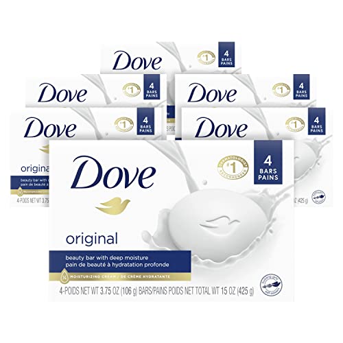 Dove Beauty Bar Gentle Skin Cleanser Moisturizing for Gentle Soft Skin Care Original Made With 1/4 Moisturizing Cream 3.75 oz, 24 Bars