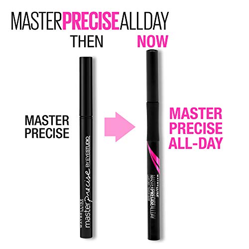 Maybelline Eyestudio Master Precise All Day Waterproof Liquid Eyeliner Makeup, Black, 2 Count