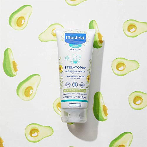 Mustela Stelatopia Eczema-Prone Skin Emollient Baby Cream - Moisturizing Body Lotion with Natural Avocado & Sunflower Oil - Fragrance-Free - 6.76 fl. oz.