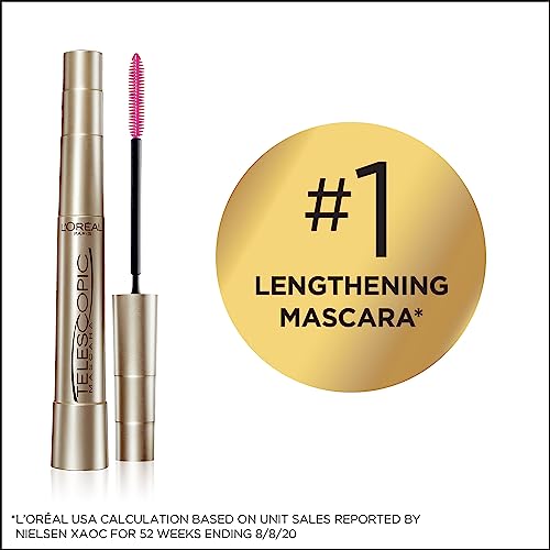 L’Oréal Paris Makeup Telescopic Original Lengthening Mascara, Blackest Black, 0.27 Fl Oz (1 Count)