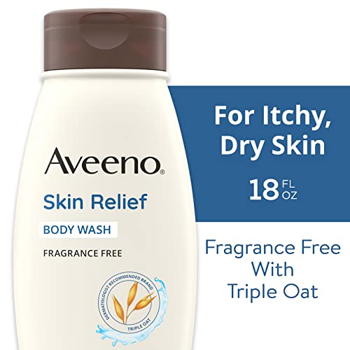 Aveeno Skin Relief Fragrance-Free Body Wash with Triple Oat Formula, Gentle Daily Cleanser for Sensitive Skin Leaves Itchy, Dry Skin Soothed & Feeling Moisturized, Sulfate-Free, 33 fl. oz