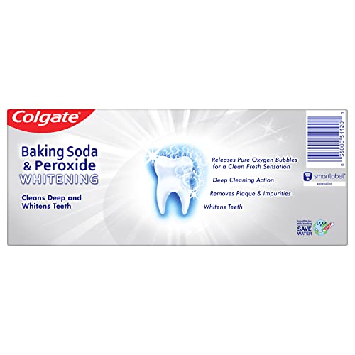 Colgate Baking Soda and Peroxide Toothpaste, Whitening Brisk Mint Flavor, Whitens Teeth, Fights Cavities and Removes Surface Stains for Whiter Teeth, 6 Oz Tube, 2 Pack