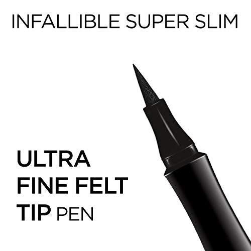 L’Oréal Paris Makeup Infallible Super Slim Long-Lasting Liquid Eyeliner, Ultra-Fine Felt Tip, Quick Drying Formula, Glides on Smoothly, Brown, Pack of 1