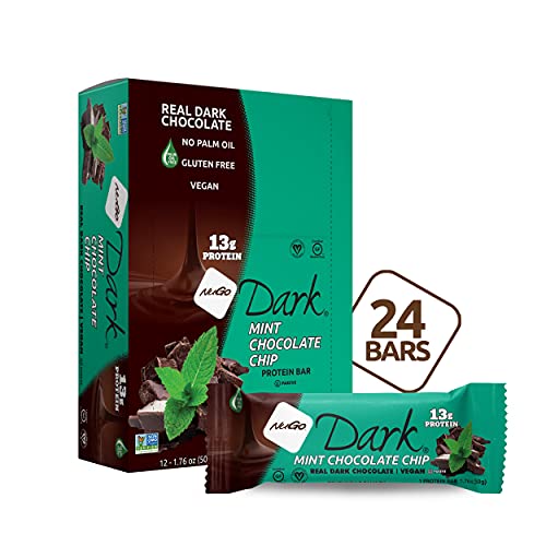 NuGo Dark Mint Chocolate Chip, 13g Vegan Protein, 200 Calorie, Gluten Free, 24 Count