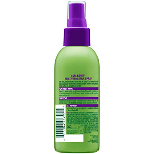 Garnier Fructis Style Curl Renew Reactivating Milk Spray, for Naturally Curly Hair, 5.0 Fl Oz, 3 Count (Packaging May Vary)