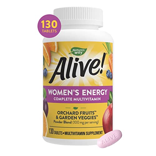 Natures Way Alive! Multivitamin Energy Tablets for Women, B-Vitamin Complex, Supports Cellular Energy, 130 Tablets