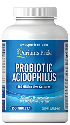 Puritans Pride Probiotic Supplement, Acidophilus, Capsule, 250 Count(Pack of 1)