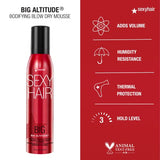 SexyHair Big Altitude Bodifying Blow Dry Mousse, 6.8 Oz | Volume with Hold | Up to 72 Hours Humidity Resistance | Thermal Protection