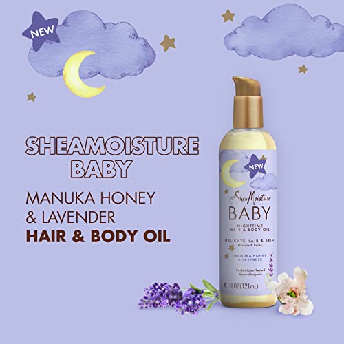 SheaMoisture Baby Hair and Body Oil for Delicate Hair and Skin Manuka Honey and Lavender Nighttime Hair and Skin Care Regimen 4.1 oz