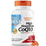 Doctor's Best High Absorption CoQ10 with BioPerine, Gluten Free, Naturally Fermented, Heart Health, Energy Production, 100 mg, 120 Count