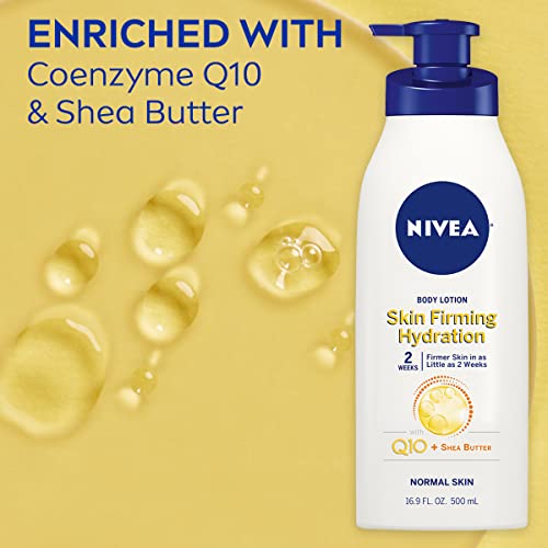 NIVEA Skin Firming Body Lotion with Q10 and Shea Butter, Skin Firming Lotion, Moisturizing Shea Butter Lotion, 16.9 Fl Oz (Pack of 3)