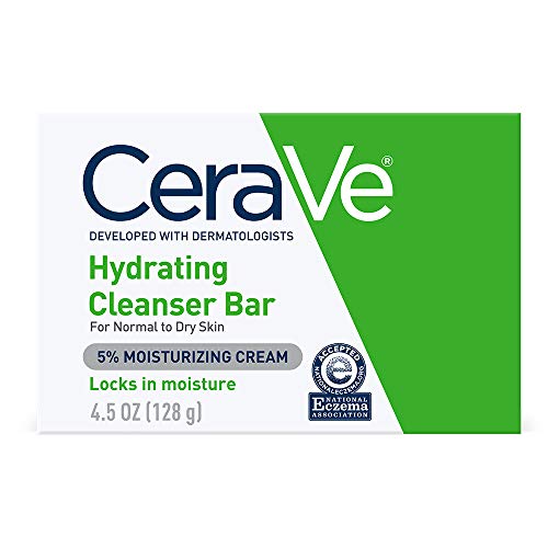 CeraVe Hydrating Cleanser Bar | Soap-Free Body and Facial Cleanser with 5% Cerave Moisturizing Cream | Fragrance-Free |2-Pack, 4.5 Ounce Each