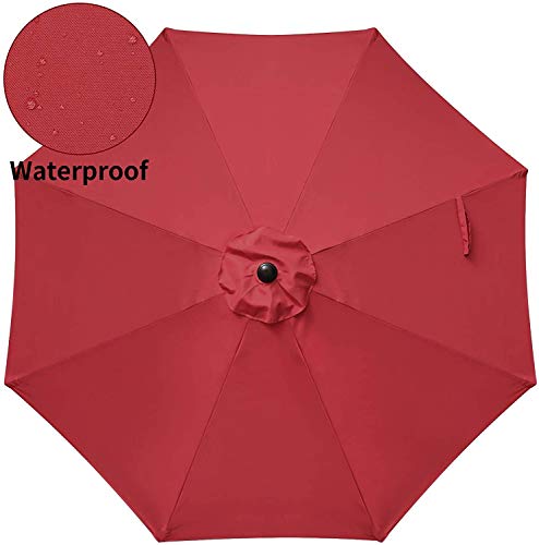 Simple Deluxe 9' Patio Umbrella Outdoor Table Market Yard Umbrella with Push Button Tilt/Crank, 8 Sturdy Ribs for Garden, Deck, Backyard, Pool, Red