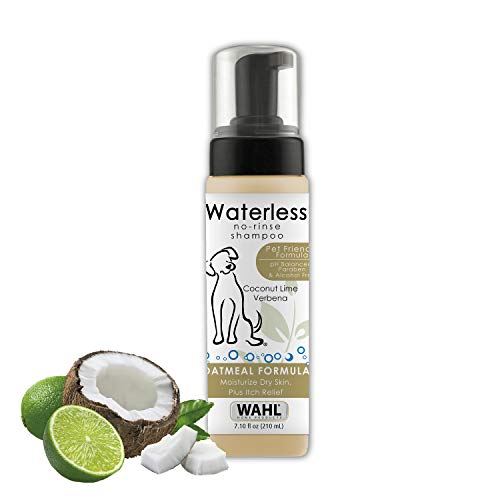 Wahl Pet Friendly Waterless No Rinse Shampoo for Animals – Oatmeal & Coconut Lime Verbena for Cleaning, Conditioning, Detangling & Moisturizing Dogs, Cats & Horses – 7.1 Oz - Model 820015A