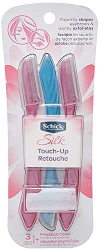 Schick Hydro Silk Touch-Up Exfoliating Dermaplaning Tool, Face & Eyebrow Razor with Precision Cover- 9 Count | Dermaplaning Razor For Women