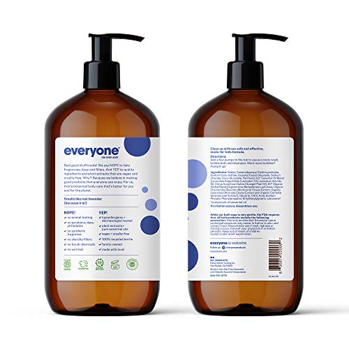 Everyone 3-in-1 Kids Soap, Body Wash, Bubble Bath, Shampoo, 32 Ounce (Pack of 2), Lavender Lullaby, Coconut Cleanser with Plant Extracts and Pure Essential Oils