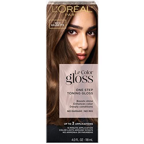 L’Oréal Paris Le Color Gloss One Step Toning Gloss, In-Shower Hair Toner with Deep Conditioning Treatment Formula for Gray Hair, Silver White, 1 Kit, 32.626 cubic_inches