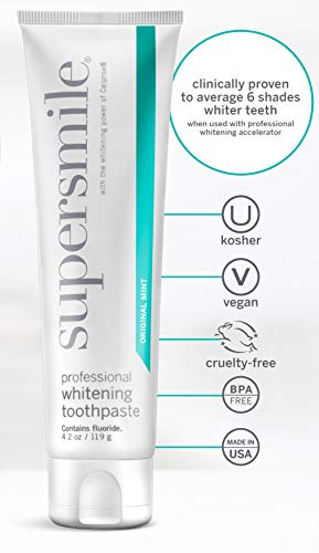 Supersmile Professional Teeth Whitening Toothpaste with Fluoride, Original Mint, 4.2 Oz