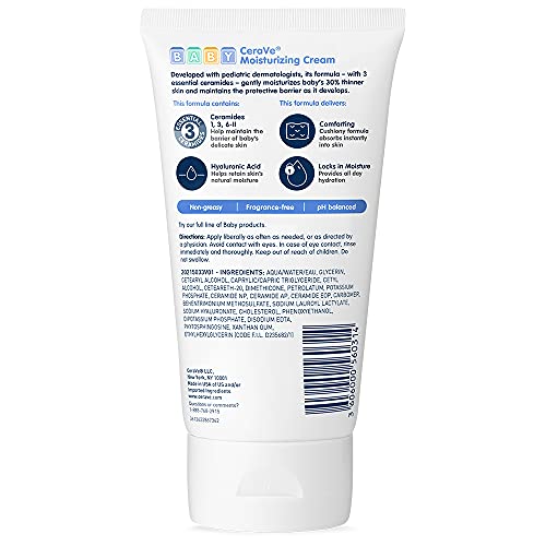 CeraVe Baby Cream | Gentle Moisturizing Cream with Ceramides | Fragrance, Paraben, Dye & Phthalates Free | Rich & Non-Greasy Feel | Gentle Baby Skin Care | 8 Ounce