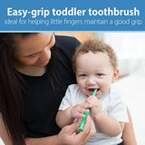 Dr. Brown's Baby and Toddler Toothbrush, Green and Orange Dinosaur 2-Pack, 1-4 Years