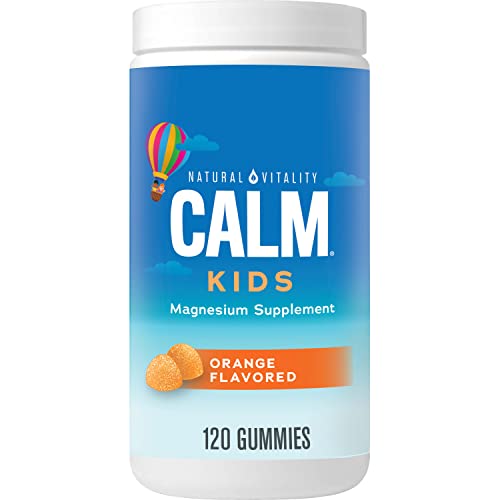 Natural Vitality Calm, Magnesium Citrate Kids Supplement, Stress Relief Gummies, Supports a Healthy Response to Stress, Gluten Free, Vegan, Sweet Citrus, 120 Gummies