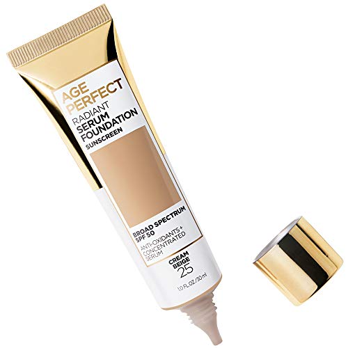 L’Oréal Paris Age Perfect Radiant Serum Foundation with SPF 50, Cream Beige, 1 Ounce