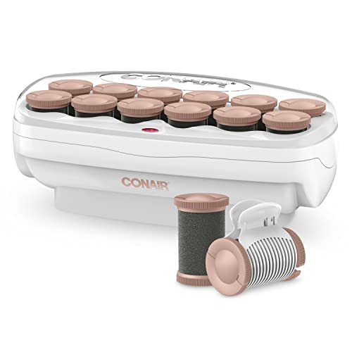 Conair Ceramic 1 1/2-inch and 1 3/4-inch Hot Rollers, Bonus: Super Clips Included (Amazon Exclusive), Create Big Curls and Voluminous Waves