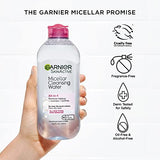 Garnier SkinActive Micellar Water for All Skin Types, Facial Cleanser & Makeup Remover, 13.5 Fl Oz (400mL), 2 Count (Packaging May Vary)