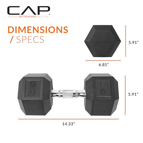 CAP Barbell 10 LB Coated Hex Dumbbell Weight, New Edition