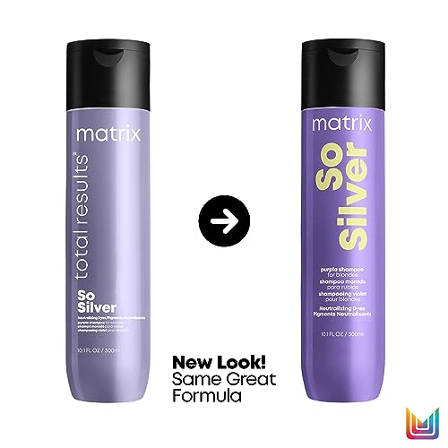 Matrix So Silver Purple Shampoo | Neutralizes Yellow Tones | Color Depositing & Toning | For Color Treated, Blonde, Grey, and Platinum Hair | Packaging May Vary | 33.8 Fl. Oz. | Vegan