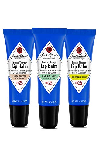 Jack Black,Intense Therapy Lip Balm SPF 25,Green Tea Antioxidants,Long Lasting Treatment,Broad-Spectrum UVA and UVB Protection,Natural Mint & Shea Butter Flavor,0.25 ounce,Pack of 3 -Amazon Exclusive