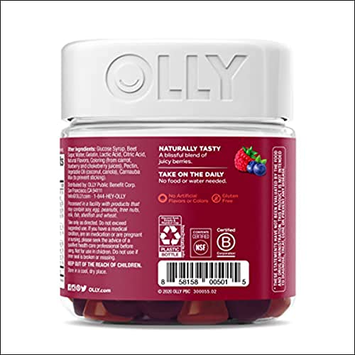 OLLY Women's Multivitamin Gummy, Vitamins A, D, C, E, Biotin, Folic Acid, Berry Flavor, 60-Day Supply - 120 Count