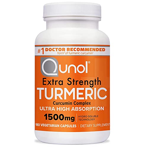 Turmeric Curcumin Supplement, Qunol Turmeric 1500mg With Ultra High Absorption, Joint Support Supplement, Extra Strength Turmeric Capsules, 2 Month Supply, 180 Count (Pack of 1)