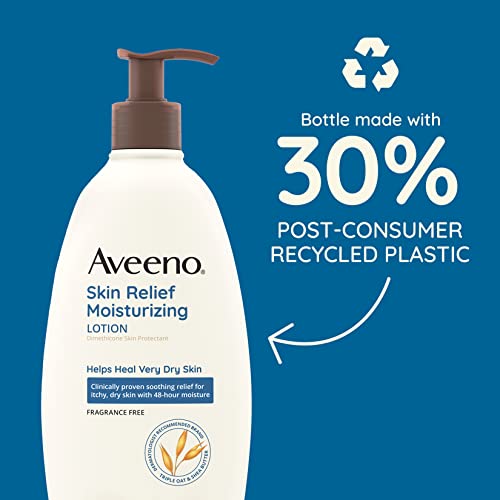 Aveeno Skin Relief 24-Hour Moisturizing Lotion for Sensitive Skin with Natural Shea Butter & Triple Oat Complex, Unscented Therapeutic Lotion for Extra Dry, Itchy Skin, 33 fl. oz(Pack of 1)