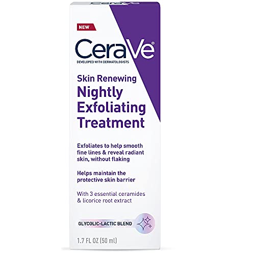 CeraVe Skin Renewing Nightly Exfoliating Treatment | Anti Aging Face Serum with Glycolic Acid, Lactic Acid, and Ceramides| Dark Spot Corrector for Face | 1.7 Oz