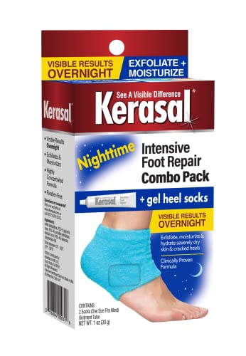 Kerasal Nighttime Intensive Foot Repair, Skin Healing Ointment for Cracked Heels and Dry Feet, 1 oz