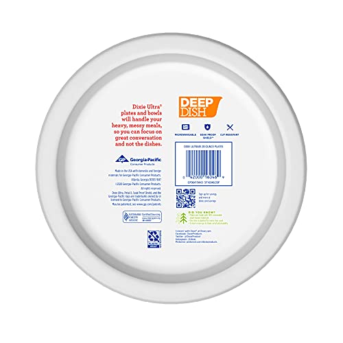 Dixie Ultra Deep Dish Paper Plates, 9 9/16 inch Dinner Size Printed Disposable Plates, 40 Count (1 Pack of 40 Plates)