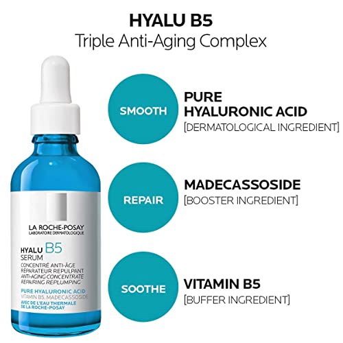 La Roche-Posay Hyalu B5 Pure Hyaluronic Acid Serum for Face, with Vitamin B5, Anti-Aging Serum for Fine Lines and Wrinkles, Hydrating Serum to Plump and Repair Dry Skin, Safe on Sensitive Skin