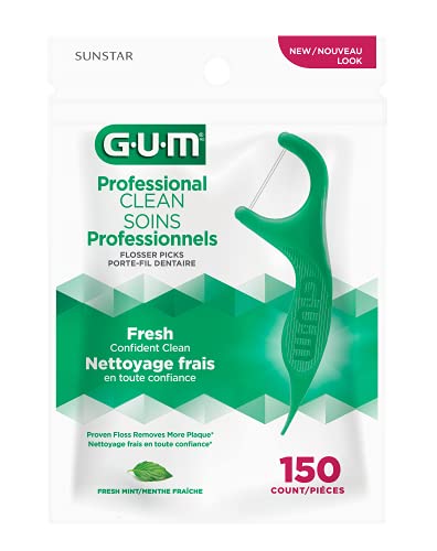 GUM - 70942302395 Professional Clean Flossers Extra Strong Flosser Pick, Fresh Mint, 90 Count (Pack of 6)